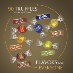 Lindt LINDOR Assorted Chocolate Truffles 90 Count Gift Box, Chocolate Candy with Smooth, Melting Truffle Center, 38.4 oz. Box