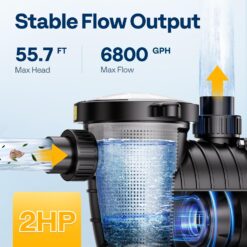 VIVOHOME 2.0 HP 6800 GPH Powerful Copper Motor Self Primming Dual Voltage in/Above Ground Swimming Pool Pump 1.5