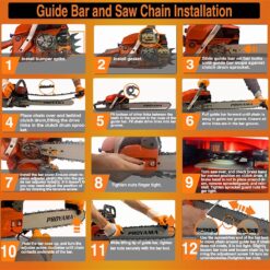 PROYAMA 62CC 2-Cycle Gas Powered Chainsaw, 22 Inch 18 Inch Handheld Cordless Petrol Chain Saw for Tree Wood Cutting