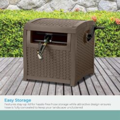 Suncast Hose Reel with Smart Trak Hose Guide, Water-Tight Connection, Durable Resin Construction, 225' Hose Capacity, Brown
