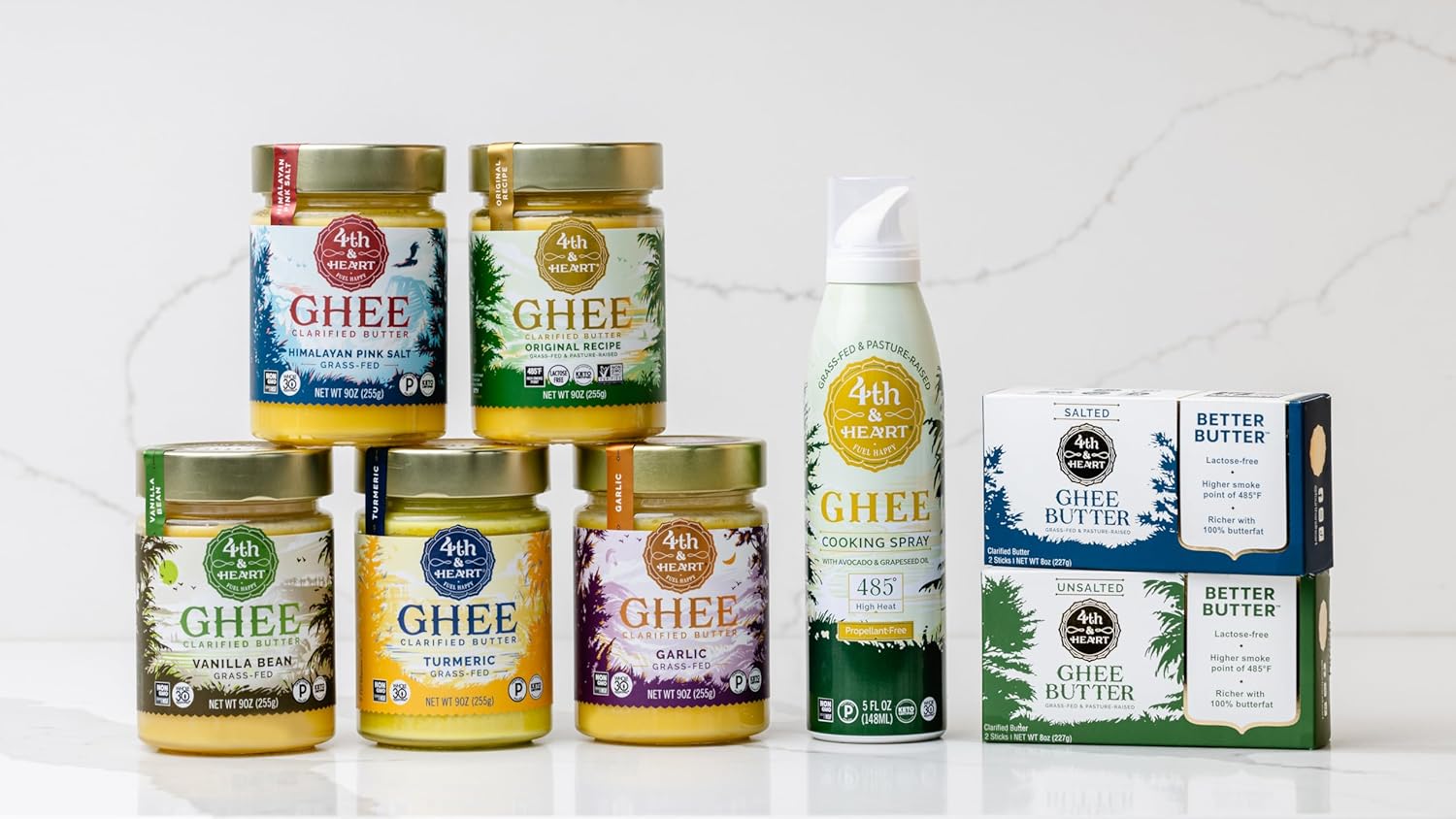 4th & Heart Original Grass-Fed Ghee, Clarified Butter, Keto, Pasture Raised, Lactose and Casein Free, Certified Paleo (32 Ounces)