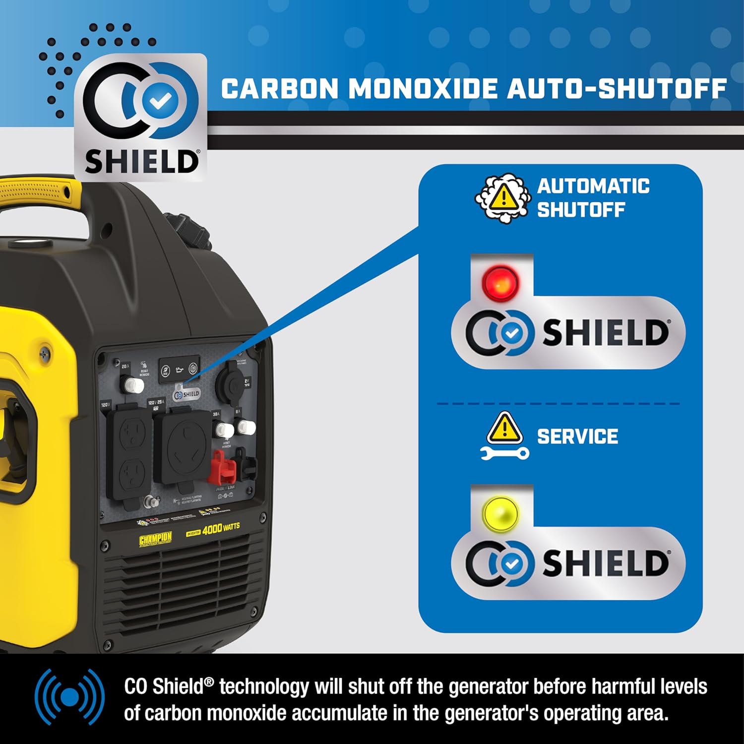 Champion Power Equipment 4000-Watt RV Ready Portable Inverter Generator with Quiet Technology and CO Shield - Image 3