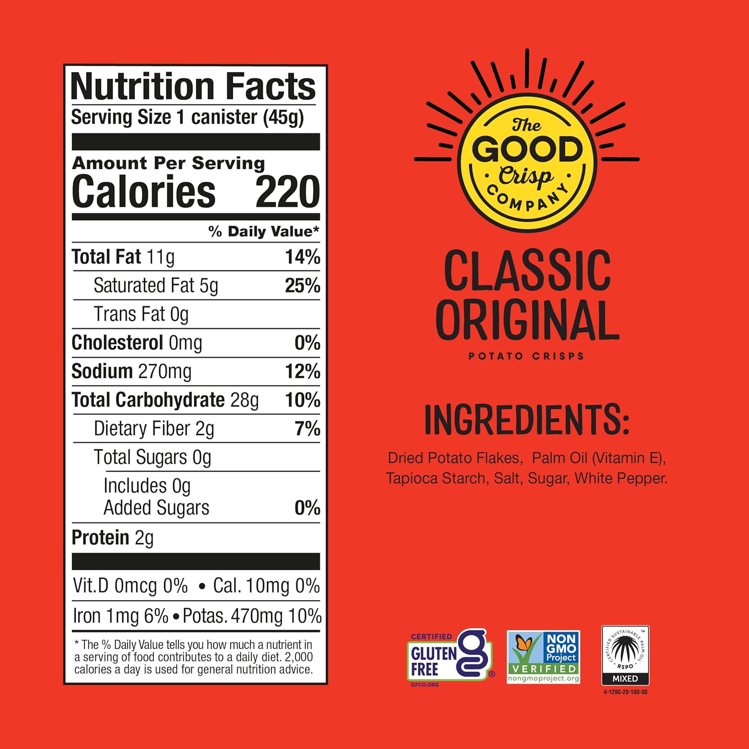 The Good Crisp Company, Good Crisps Minis (Original, 1.6 Ounce, Pack of 12), Gluten Free Snacks