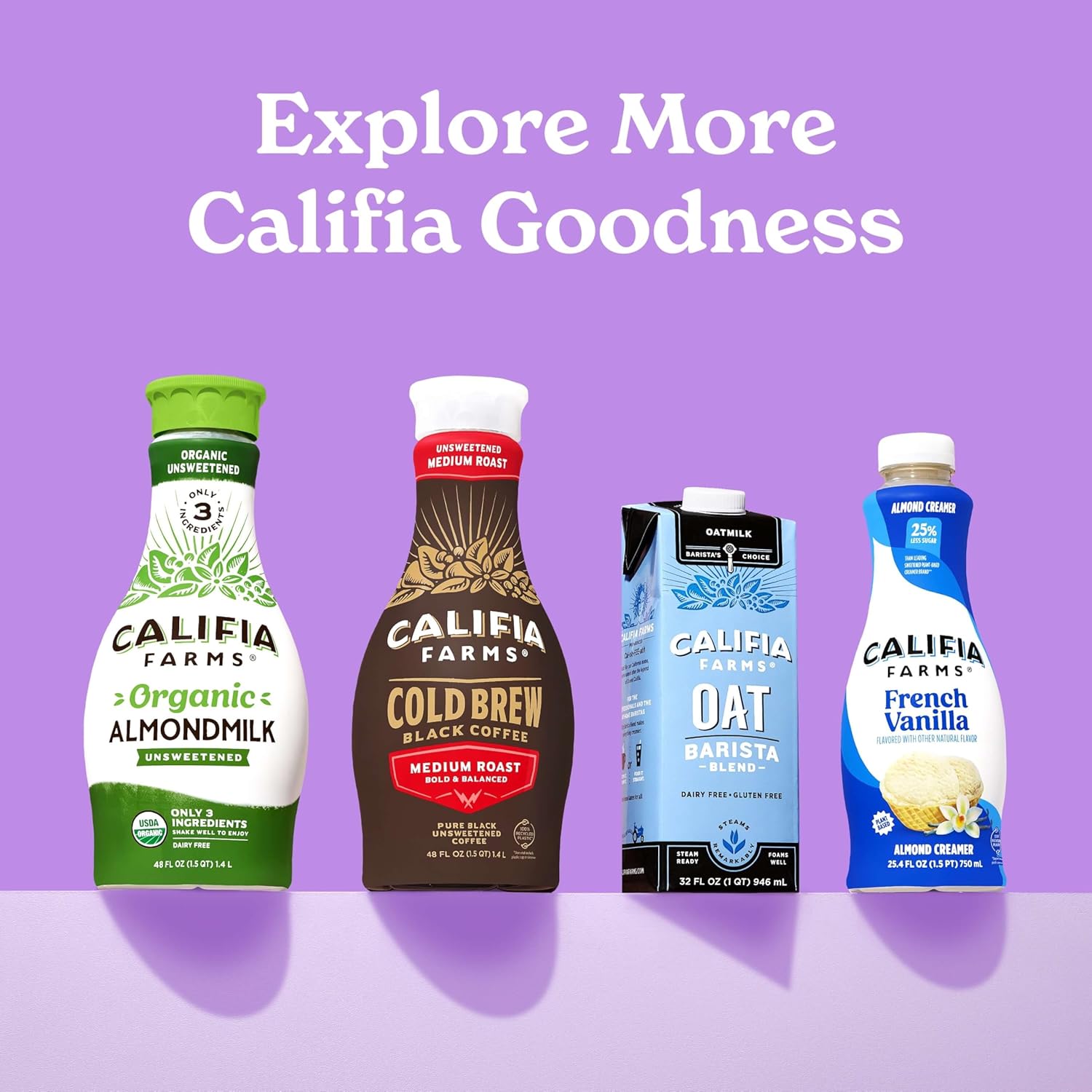 Califia Farms Oat Barista Blend Oat Milk, 32 Oz (Pack of 6), Shelf Stable, Non GMO, High Calcium, Milk Frother, Creamer, Oatmilk