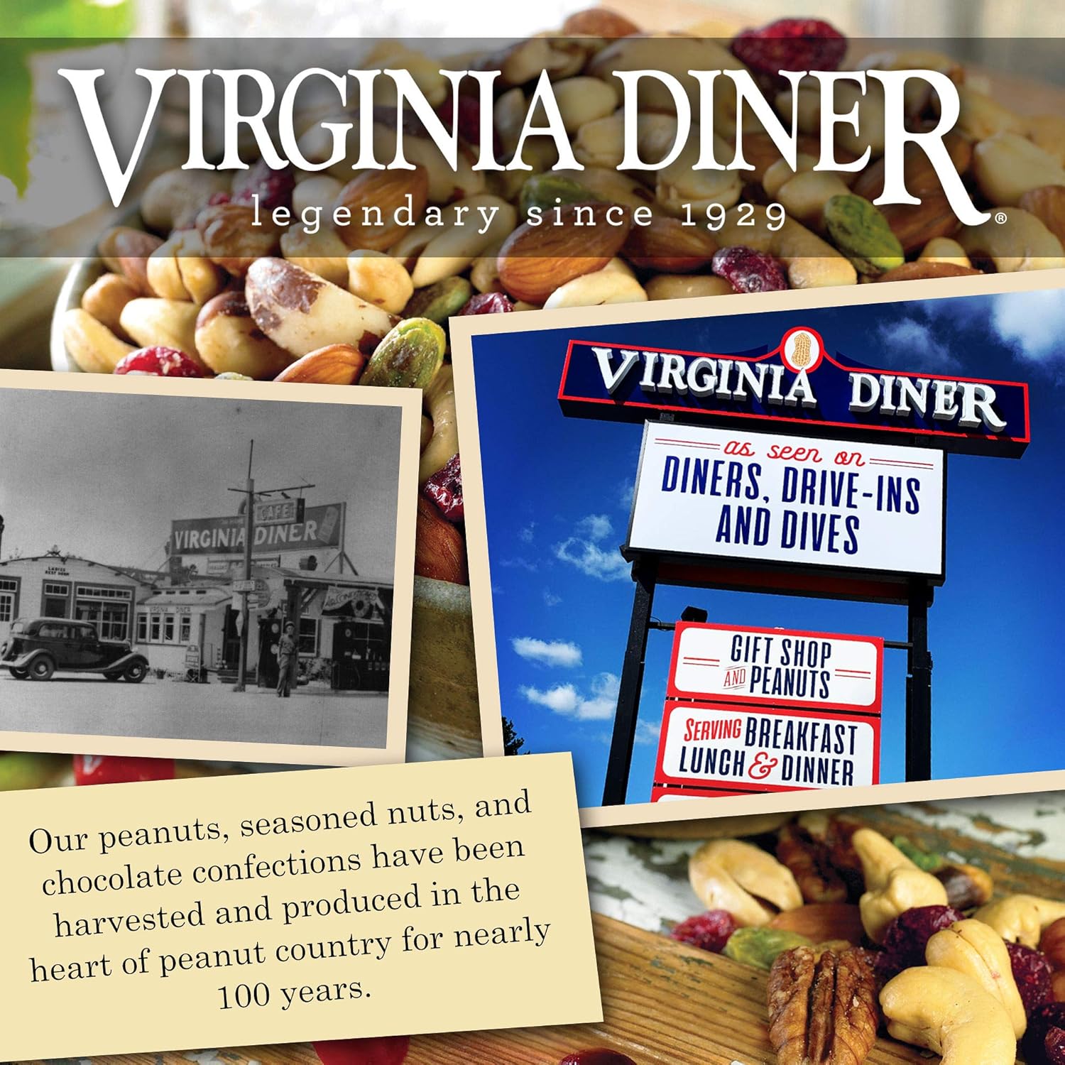 Virginia Diner Chocolate Pecan Turtledoves Candy Clusters with Caramel - 18 Oz Can