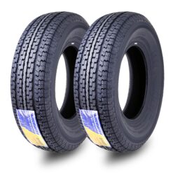 Free Country Set 2 Premium Radial Trailer Tires ST 225/75R15 10PR Load Range E w/featured Scuff Guard 8mm Tread Depth