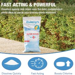 Doheny's Super Pool Shock, Pro-Grade Chlorine Shock, Fast-Acting 68% Cal-Hypo Granular Pool Shock, 50lb (2 x 25lb Buckets)