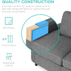 Best Choice Products Upholstered Sectional Sofa for Home, Apartment, 3-Seat, L-Shape Design, 680lb Capacity - Gray