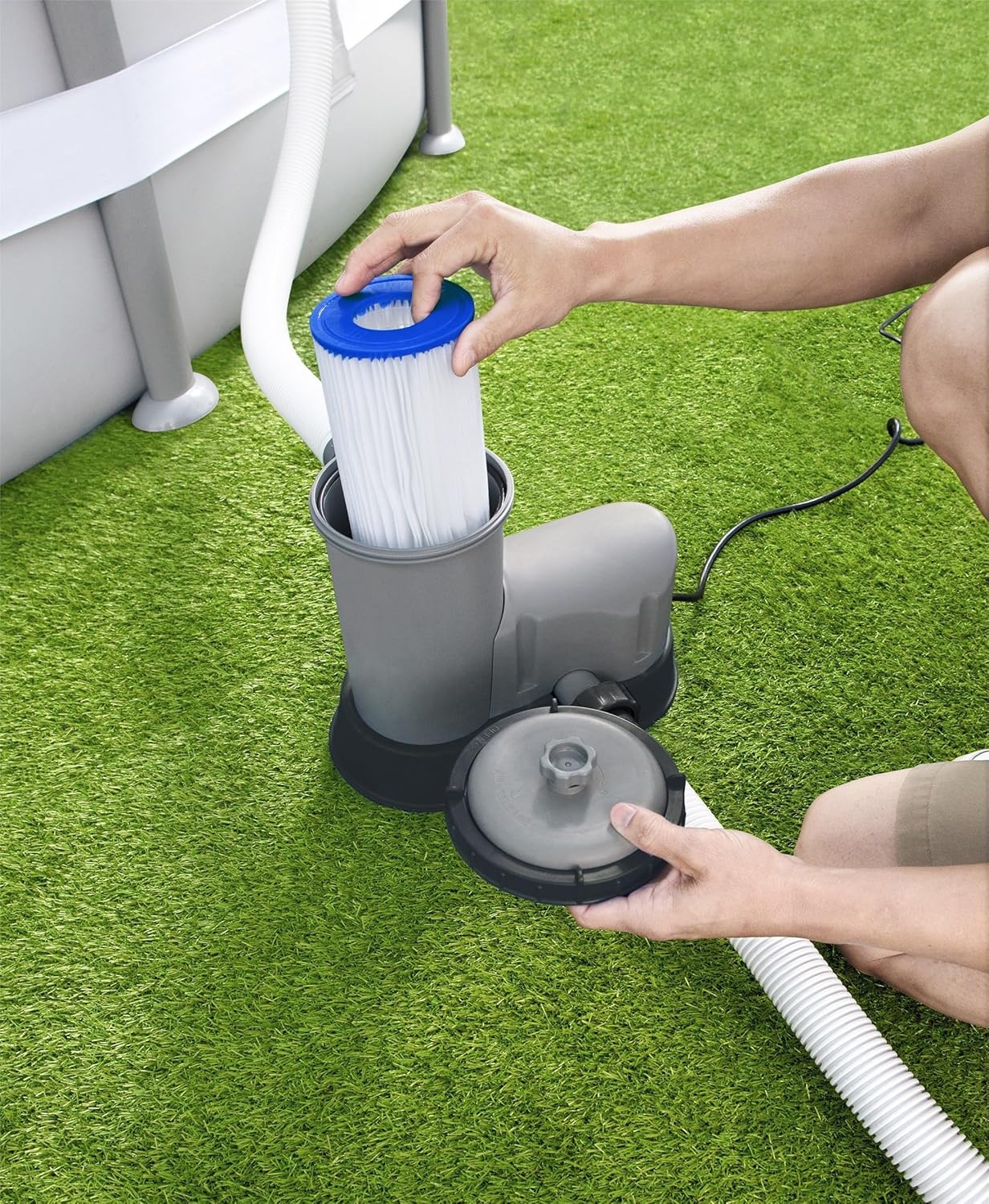 Bestway 58390E Flowclear 1500 GPH Filter Pump for 300 to 8,400 Gallon Above Ground Swimming Pool