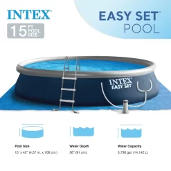 Intex Easy Set Round Inflatable Outdoor Above Ground Swimming Pool Set