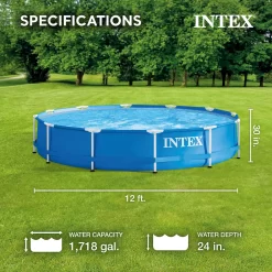 Intex Metal Frame Round Above Ground Swimming Pool w/Pump, 12' x 30