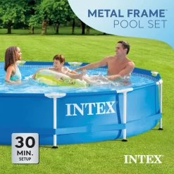 Intex Metal Frame Round Above Ground Swimming Pool w/Pump, 12' x 30