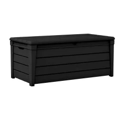Keter Brightwood 120 Gallon Large Durable Outdoor Storage and Weather Resistant Resin Deck Box, Anthracite Gray
