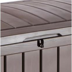 Keter Glenwood 101 Gallon Durable Resin Outdoor Storage and Organization Deck Box For Patio Furniture and Supplies, Brown