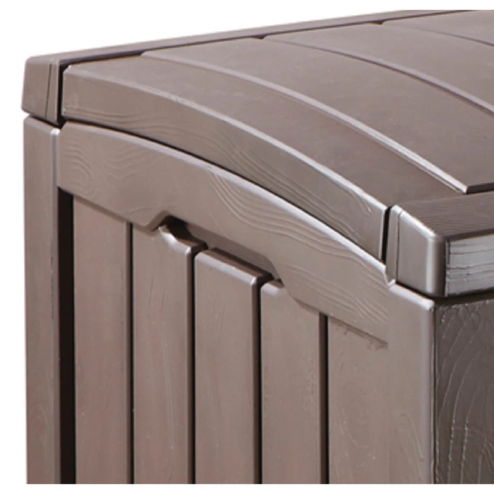 Keter Glenwood 101 Gallon Durable Resin Outdoor Storage and Organization Deck Box For Patio Furniture and Supplies, Brown