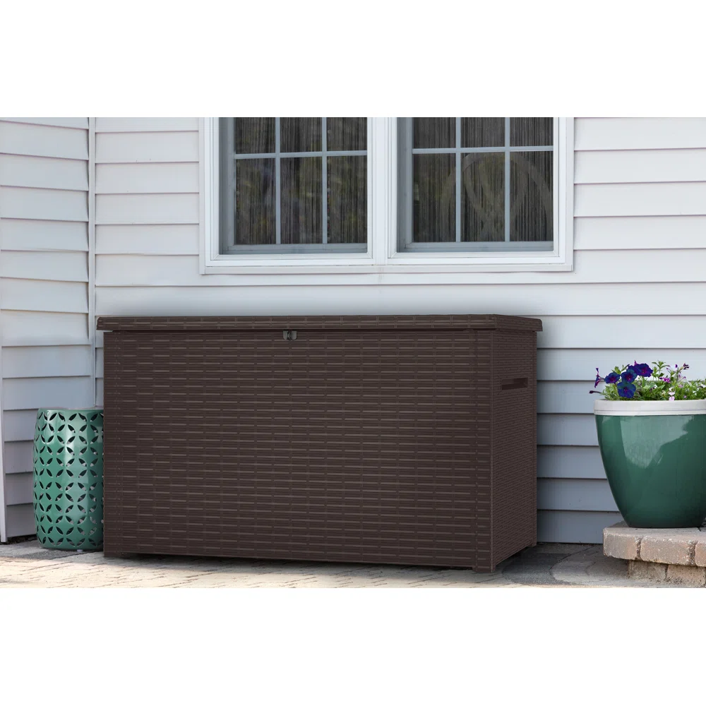 Keter Java 230 Gallon XXL Durable Resin Outdoor Storage and Organization Deck Box Ideal For Garden Patio Furniture and Supplies