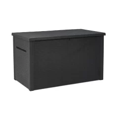 Keter Java 230 Gallon XXL Durable Resin Outdoor Storage and Organization Deck Box Ideal For Garden Patio Furniture and Supplies, Black