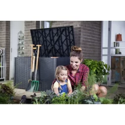 Keter Java 230 Gallon XXL Durable Resin Outdoor Storage and Organization Deck Box Ideal For Garden Patio Furniture and Supplies, Black