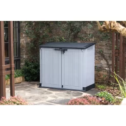 Keter Store It Out Prime Durable Resin Outdoor Storage Shed With Floor and Double Doors for Garden Patio Furniture and Tools