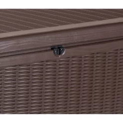 Keter Sumatra 135 Gallon Large Durable Resin Outdoor Storage and Organization Deck Box Ideal For Garden Patio Furniture and Supplies, Sumatra Brown