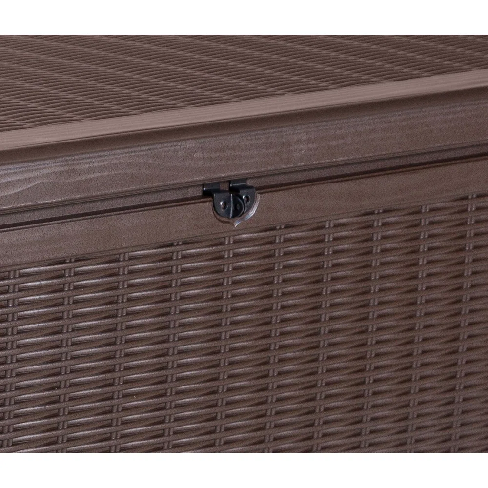 Keter Sumatra 135 Gallon Large Durable Resin Outdoor Storage and Organization Deck Box Ideal For Garden Patio Furniture and Supplies, Sumatra Brown