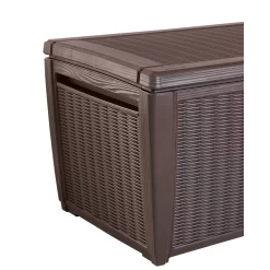 Keter Sumatra 135 Gallon Large Durable Resin Outdoor Storage and Organization Deck Box Ideal For Garden Patio Furniture and Supplies, Sumatra Brown