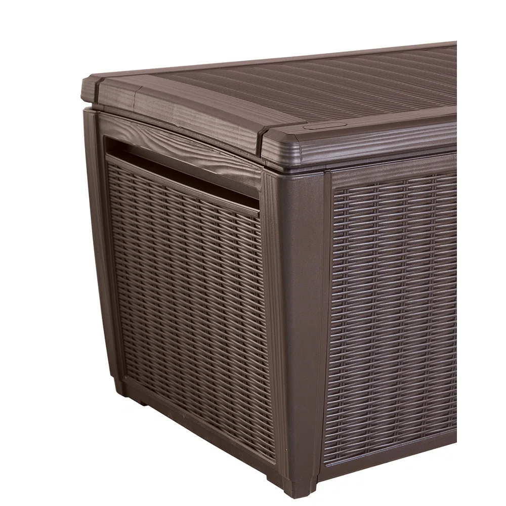Keter Sumatra 135 Gallon Large Durable Resin Outdoor Storage and Organization Deck Box Ideal For Garden Patio Furniture and Supplies, Sumatra Brown
