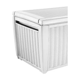 Keter Sumatra 135 Gallon Large Durable Resin Outdoor Storage and Organization Deck Box Ideal For Garden Patio Furniture and Supplies, Off-White