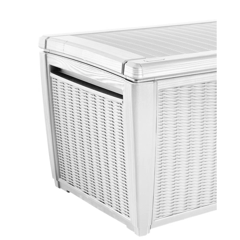 Keter Sumatra 135 Gallon Large Durable Resin Outdoor Storage and Organization Deck Box Ideal For Garden Patio Furniture and Supplies, Off-White