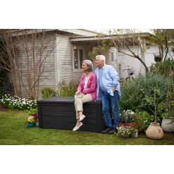 Keter Westwood 150 Gallon Large Durable Resin Outdoor Storage and Organization Deck Box For Patio Furniture and Supplies, Gray