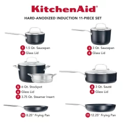 KitchenAid Hard-Anodized Induction Nonstick Cookware Set, 11-Piece