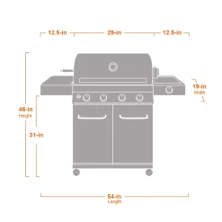 Monument Grills 17842: 4-Burner Propane Gas Grill with Rotisserie Kit, Side Burner, LED Controls, and Warming Rack – Perfect for Family BBQs