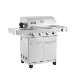 Monument Grills 17842: 4-Burner Propane Gas Grill with Rotisserie Kit, Side Burner, LED Controls, and Warming Rack – Perfect for Family BBQs