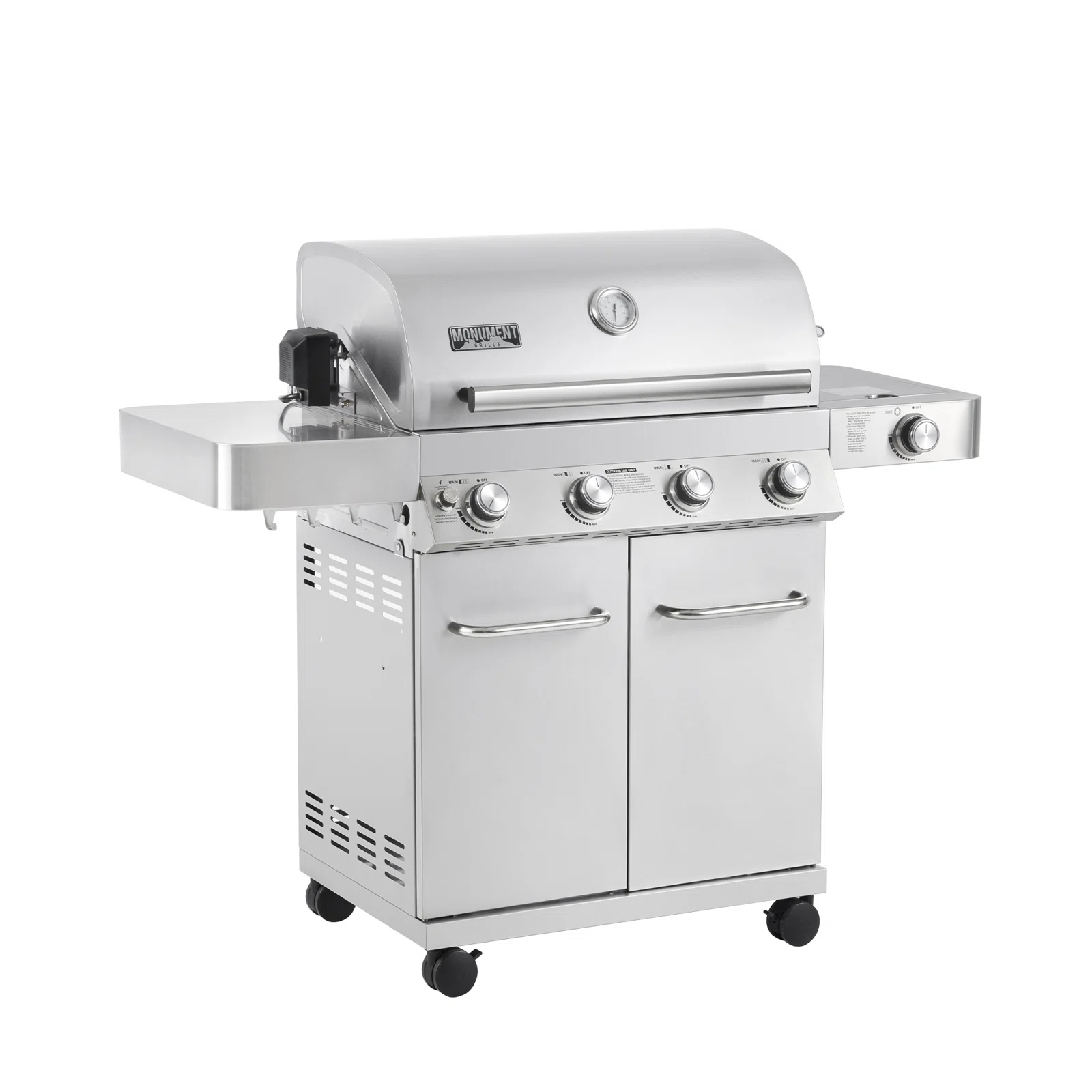 Monument Grills 17842: 4-Burner Propane Gas Grill with Rotisserie Kit, Side Burner, LED Controls, and Warming Rack – Perfect for Family BBQs