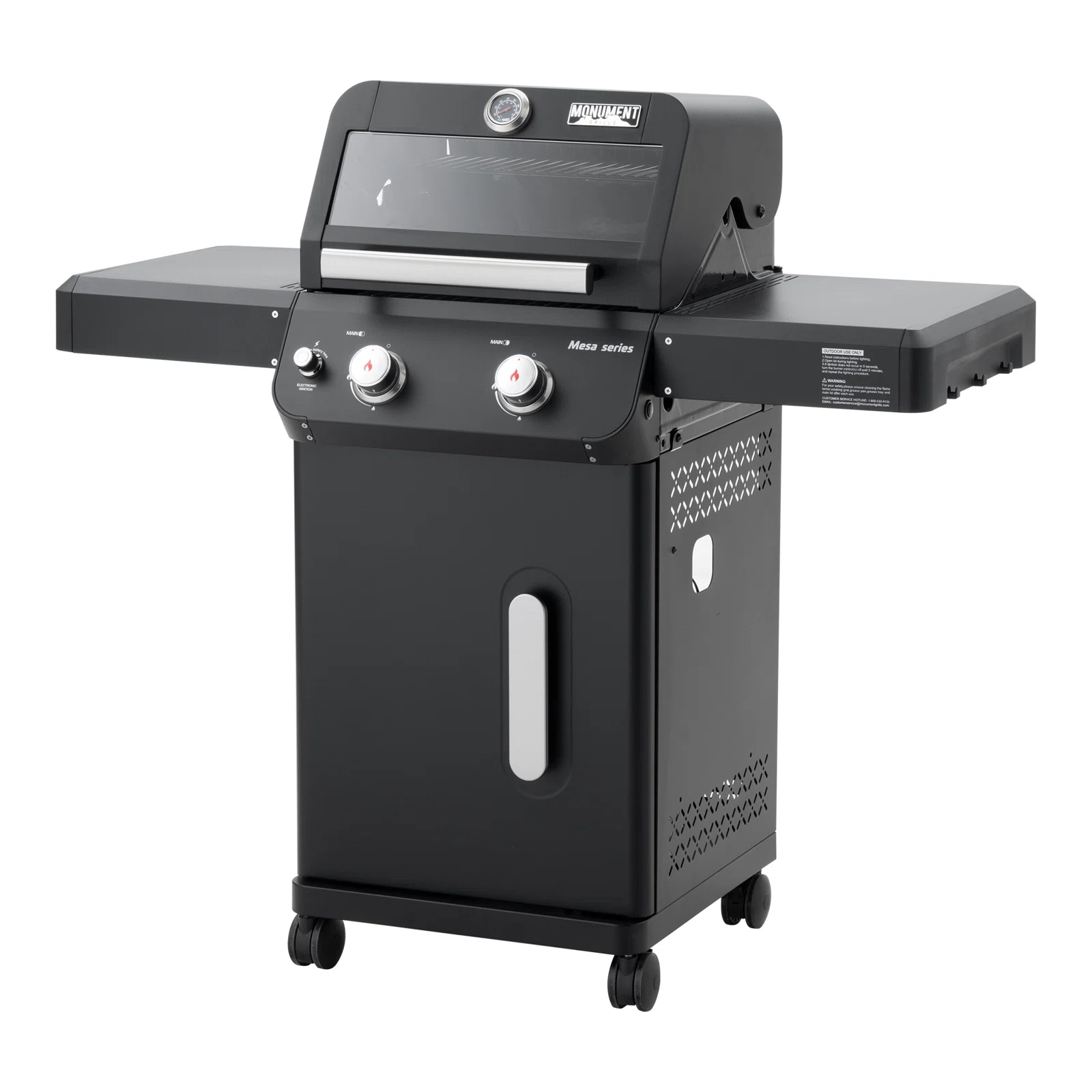 Monument Grills Mesa Series 2-Burner Free Standing Stailless Liquid Propane 24000 BTU Gas Grill with Cabinet, Black