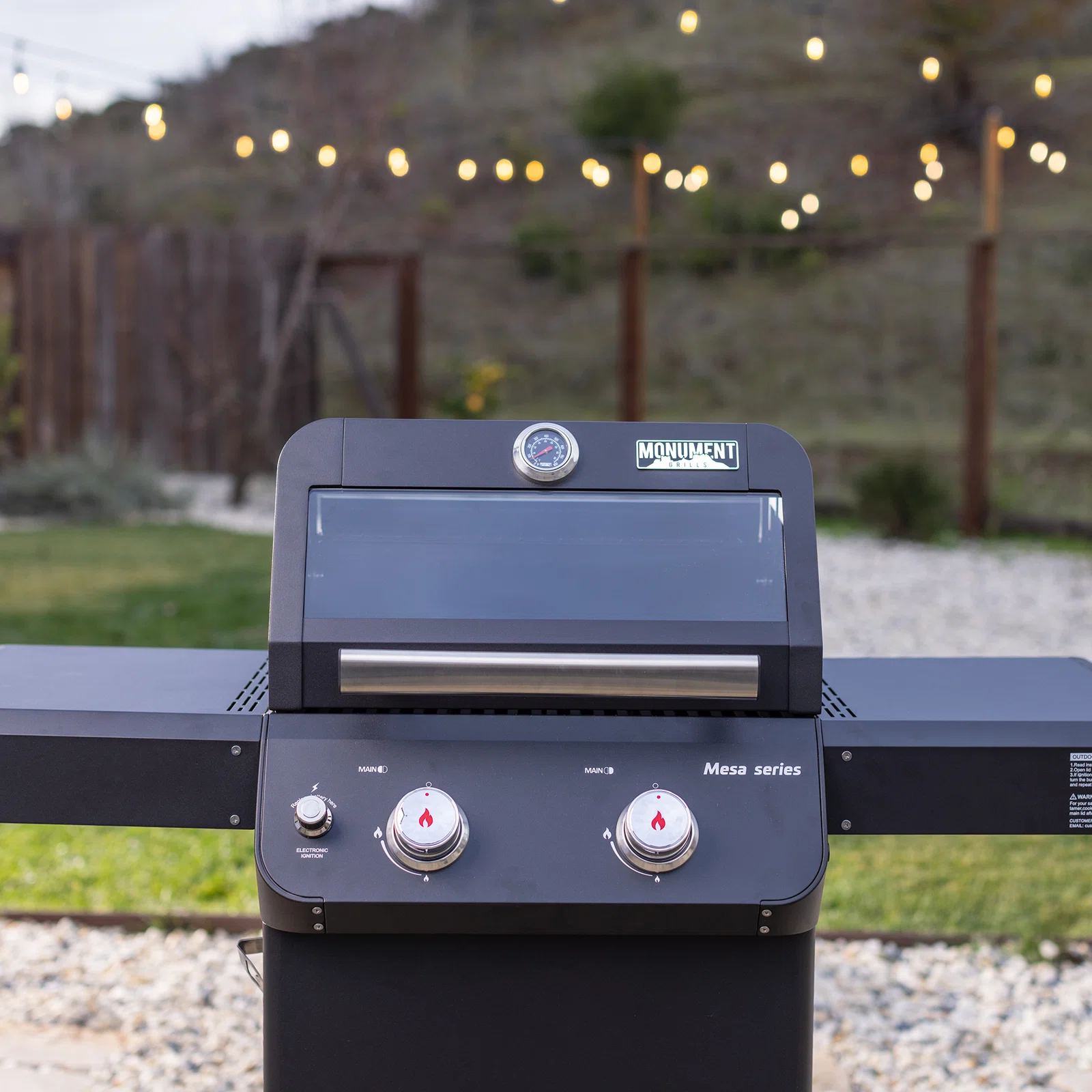 Monument Grills Mesa Series 2-Burner Free Standing Stailless Liquid Propane 24000 BTU Gas Grill with Cabinet, Black