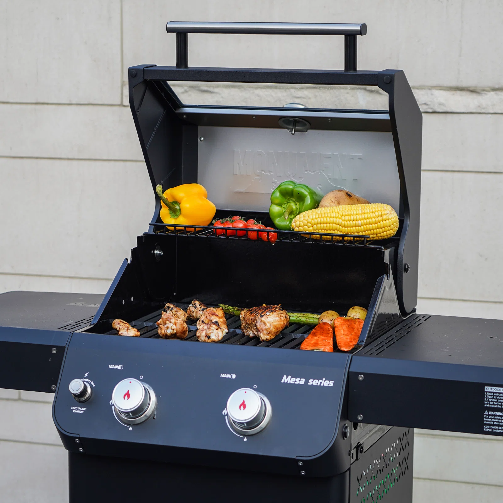 Monument Grills Mesa Series 2-Burner Free Standing Stailless Liquid Propane 24000 BTU Gas Grill with Cabinet, Black