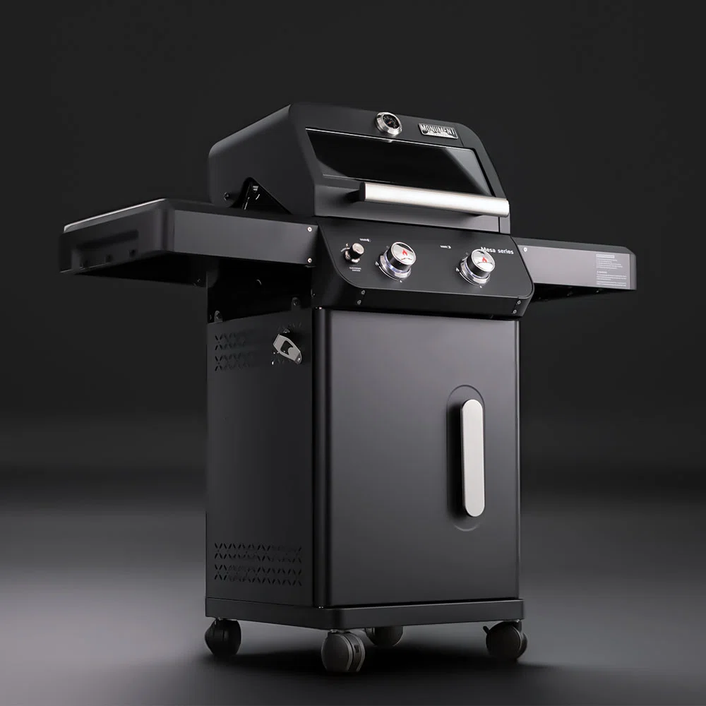 Monument Grills Mesa Series 2-Burner Free Standing Stailless Liquid Propane 24000 BTU Gas Grill with Cabinet, Black