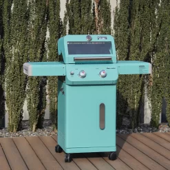 Monument Grills Mesa Series 2-Burner Free Standing Stailless Liquid Propane 24000 BTU Gas Grill with Cabinet, Light Blue