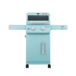 Monument Grills Mesa Series 2-Burner Free Standing Stailless Liquid Propane 24000 BTU Gas Grill with Cabinet, Light Blue