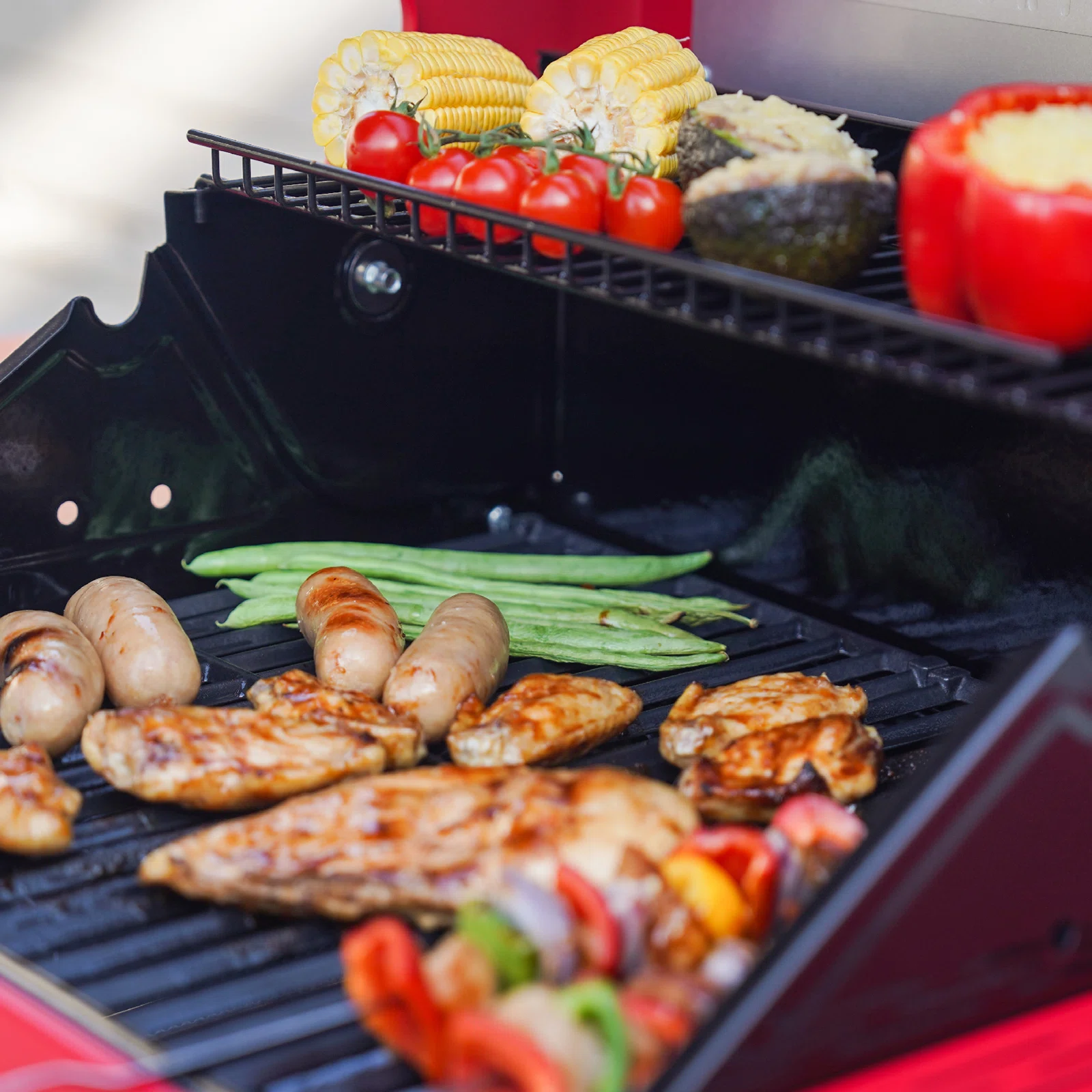 Monument Grills Mesa Series 2-Burner Free Standing Stailless Liquid Propane 24000 BTU Gas Grill with Cabinet, Red
