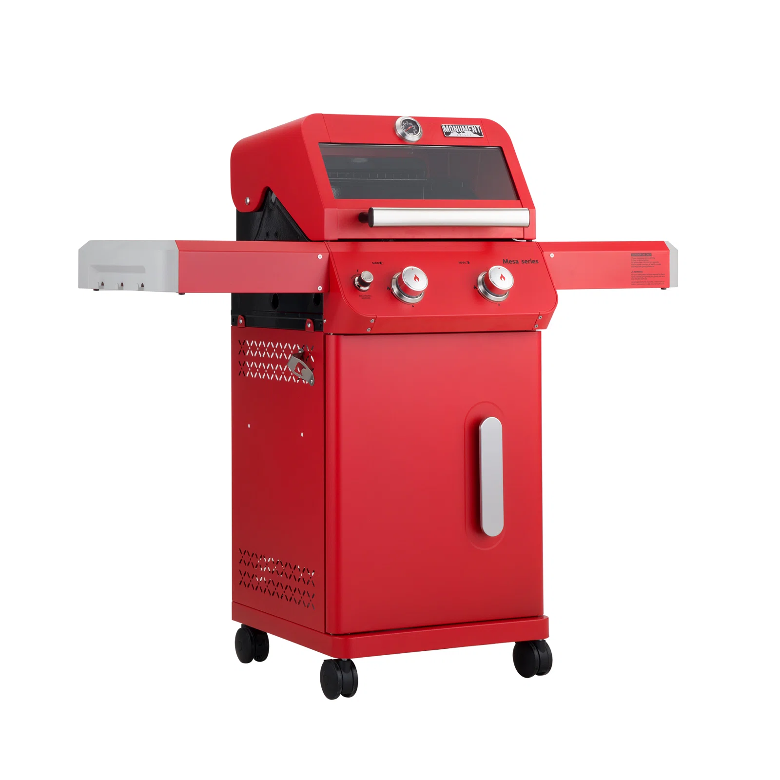 Monument Grills Mesa Series 2-Burner Free Standing Stailless Liquid Propane 24000 BTU Gas Grill with Cabinet, Red