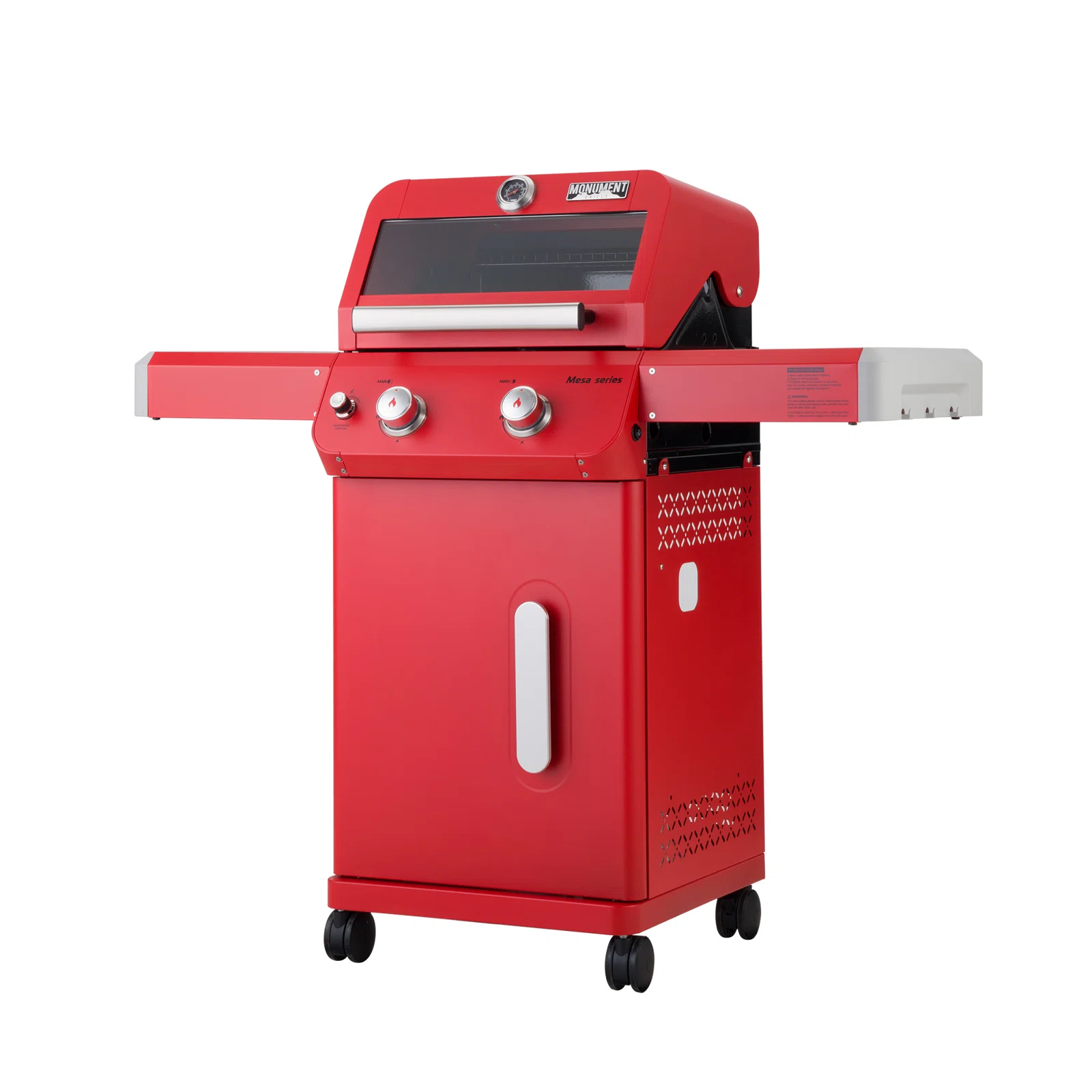Monument Grills Mesa Series 2-Burner Free Standing Stailless Liquid Propane 24000 BTU Gas Grill with Cabinet, Red