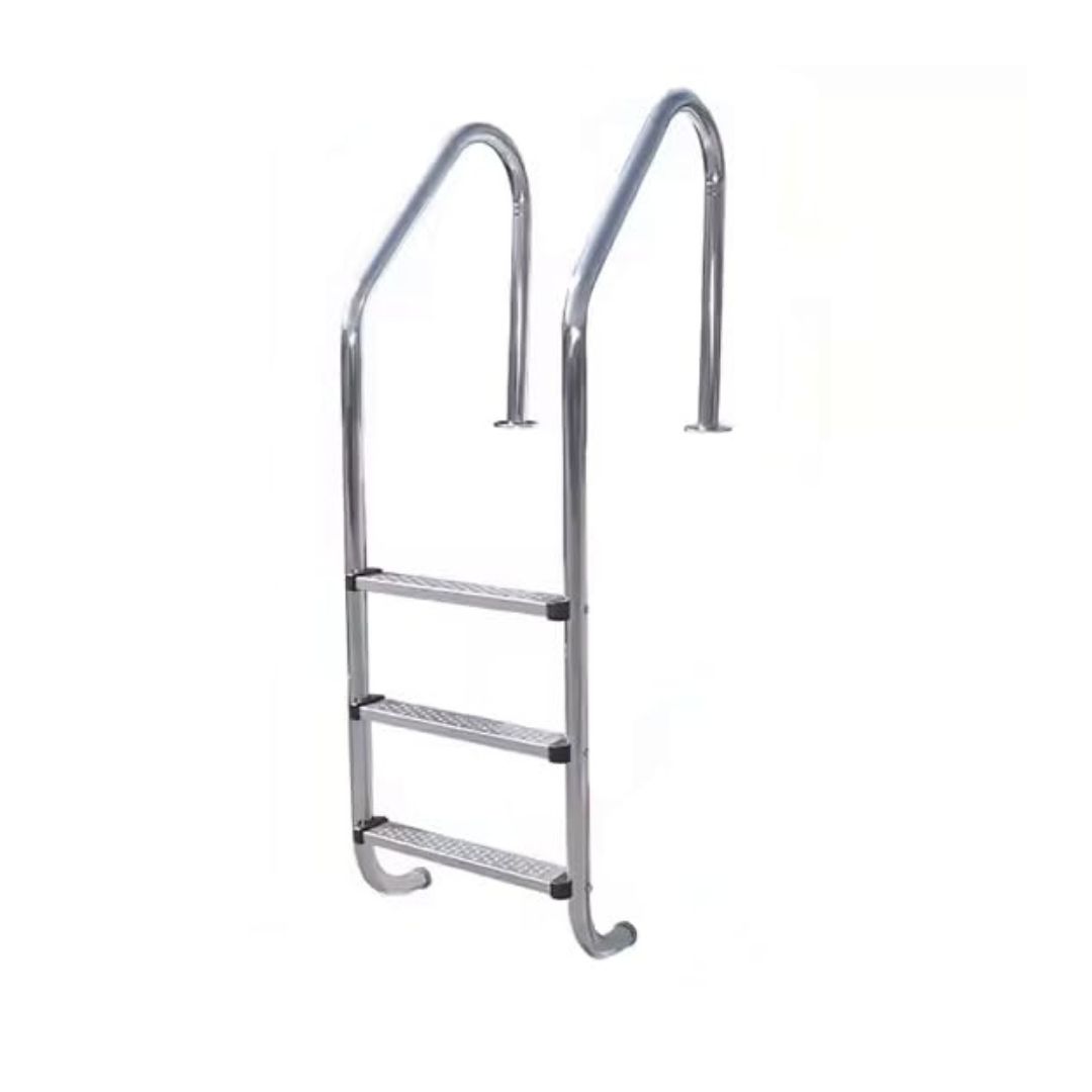 Poolzilla Three Tread Stainless Steel Pool Ladder Entry and Exit System for In-Ground Salt Water Swimming Pools