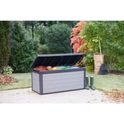 Keter Premier 150 Gallon Durable Resin Outdoor Storage and Organization Deck Box Ideal For Garden Patio Furniture and Supplies, Grey