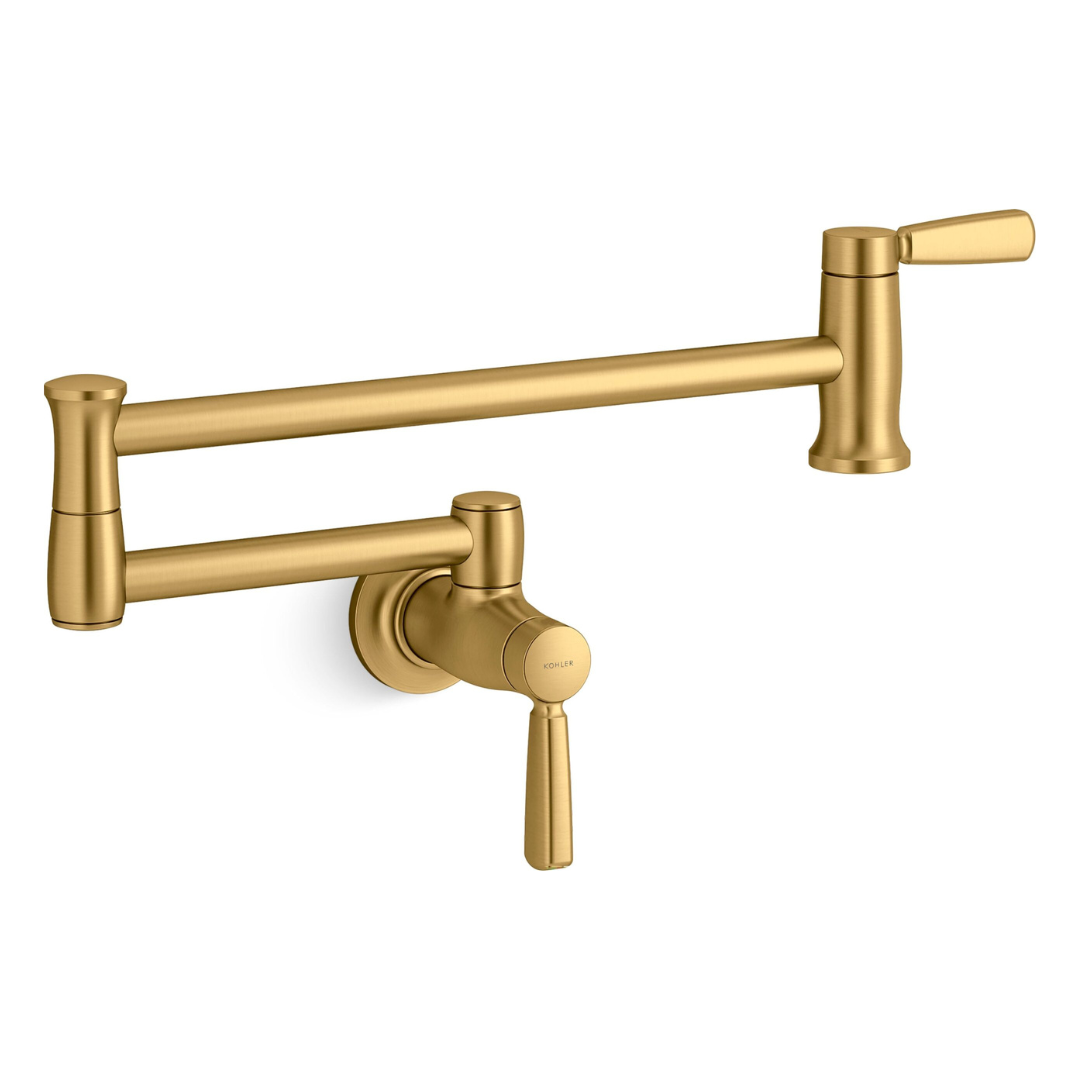 KOHLER Vibrant Brushed Moderne Brass Single Handle Wall-mount Pot Filler Kitchen Faucet