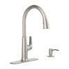 KOHLER Volt Vibrant Stainless Single Handle Deck-mount Pull-down Kitchen Faucet with Sprayer ( Deck Plate Included ) (Soap Dispenser Included)