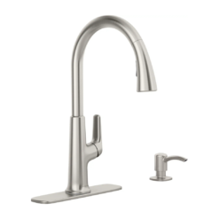 KOHLER Volt Vibrant Stainless Single Handle Deck-mount Pull-down Kitchen Faucet with Sprayer ( Deck Plate Included ) (Soap Dispenser Included)