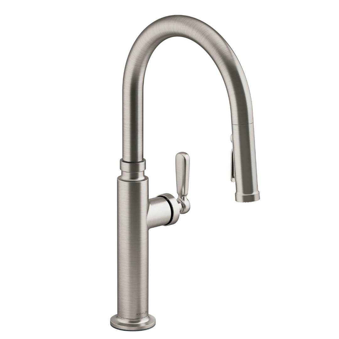 KOHLER Edalyn by Studio McGee Vibrant Stainless Single Handle Deck-mount Pull-down Kitchen Faucet with Sprayer
