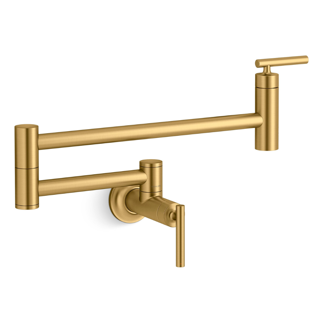 KOHLER Vibrant Brushed Moderne Brass Single Handle Wall-mount Pot Filler Kitchen Faucet